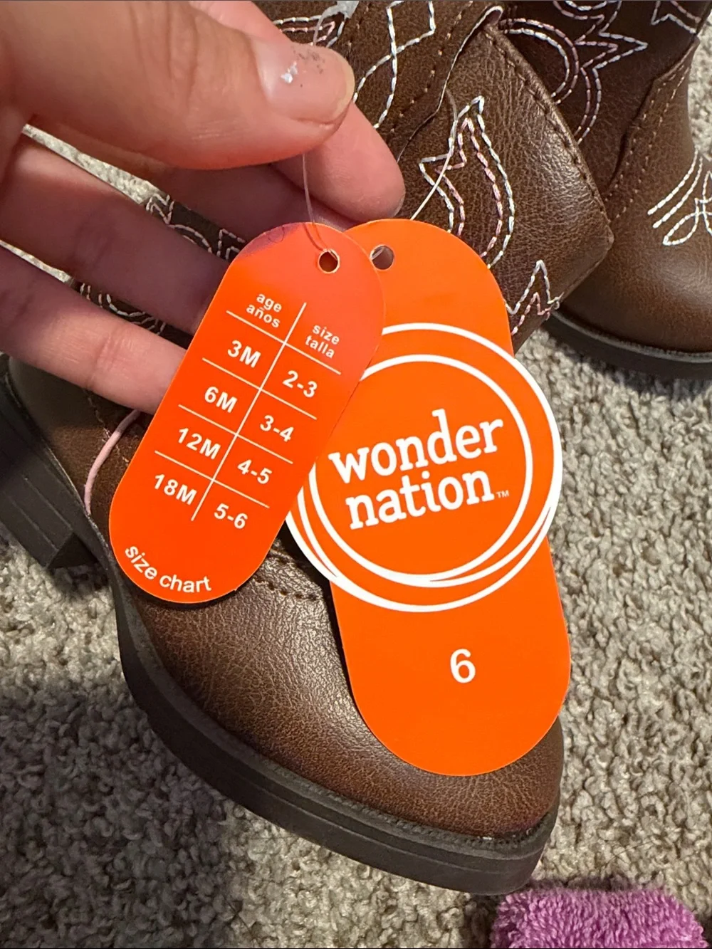 wonder nation Brown Kids Cowboy Boots with Pink Lining
